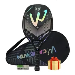 Tennis Rackets Racket Beach Camewin 3K Holographic Full Carbon Fiber Frame Feminino Masculina Kit Rude Surface Treatment Beginner 231031