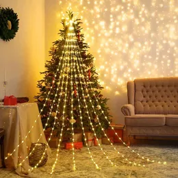 Stringhe 9x2M Decorazioni natalizie Luci a stella 190 LED Albero a cascata per esterni con ghirlanda luminosa