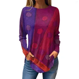 Felpe con cappuccio da donna Donna Inverno Stampa retrò Manica lunga stampata Camicie larghe Top Primavera Autunno Elegante T-shirt da donna Top Ropa De Mujer