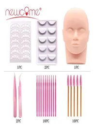 New Come Eyelash Extension Training Kit Övning Öva MANNEQUIN HEAD SET Grafting Eyelash Tools Kit Eye Lashes ympning5780063