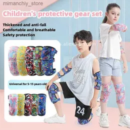 Skate Protective Gear Kids Knee Pads Elbow Pads 4 In 1 Protective Gear Safety Set For Girls Boys Cycling Skating Roller för ålder 5-15 Barn Sport Q231031