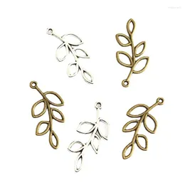 Charms 40Pcs 41 18.8MM Hollow Branches Antique Silver Plated Bronze Color Leaf Pendant DIY Accessories