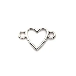 100 Stück Antik Silber vergoldet Herz Verbindungsstecker Charms Anhänger für Schmuckherstellung DIY Handarbeit 16x24mm325D