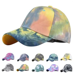 Casquettes de baseball Casquette de baseball de sport en plein air Printemps et été Femmes Tie Dye Coloré Visières à visière réglables Hip Hop Chapeaux de soleil