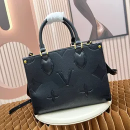 Siyah tasarımcı çanta lüks çanta onthego tote çanta gm mm pm kabartmalı çiçek kadın çanta çantası crossbody bayan omuz çanta sapı totes alışveriş debriyaj çantalar