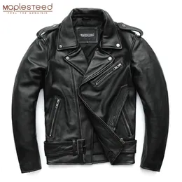 Skórzanie męskie sztuczne maplesteed klasyczne kurtki motocyklowe Mężczyzn Mężczyzn 100 naturalny krowi grube moto zimowe rękaw 61 69CM 8xl M192 231031