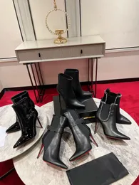 Designer-Schuhe für Damen, sportlich, Kate Booty, modisch, Stiletto-Absatz, Spike-Stiefel, luxuriös, weiches Kalbsleder, 85 mm, niedrige Stiefel, Größe 35–42