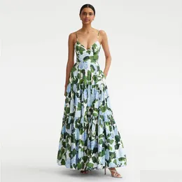 Grundlegende Freizeitkleider Amerikanisches Designerkleid Hydrangea-bedruckter Hosenträger Drop Delivery Bekleidung Damenbekleidung Dhs1T