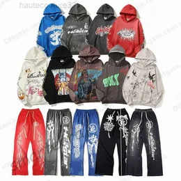 Hoodie Hellstar Pullover Spiderweb Star Flash Long Sleeve Street Hip-Hop Blue Red Red Black White Yoga Hoodios L7PS#