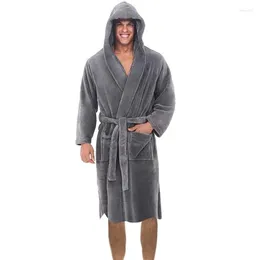 Men's Sleepwear Attractive Men Bathrobe Ankle Length Long Sleeve Plus Size Fleece Nightgown For Life Daily
