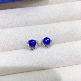 Stud Earrings Natural Lapis Lazuli 5mm Total 1ct For Daily Wear 925 Silver Jewelry