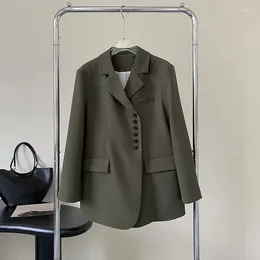 Ternos femininos vanovich design botão manga comprida terno primavera e verão estilo coreano cor sólida entalhado solto casual blazers