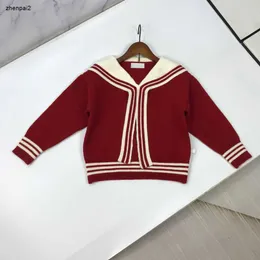 Luxuriöse Baby-Strickjacke, hochwertiger Kinderpullover mit Kontraststreifen, Größe 120–160, Marineführer-Kind-Strickjacke, 25. Okt