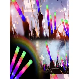 Светодиодные палочки 12153060Pcs Bk Colorf Glow Rgb Пенопластовая палочка Cheer Tube Dark День рождения Свадьба Вечеринка Прямая доставка Игрушки Подарки с подсветкой Otvx2