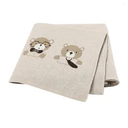Couvertures ours mignon tricoté bébé coton doux né douche cadeaux infantile lange d'emmaillotage enfant en bas âge couverture de couchage