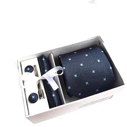 Bow Ties Boutique 7.5-8cm TIE TIE مجموعة Red Blue Purple Men and Women's Handkerchief Cufflinks Clip Box Gift S 231031