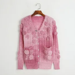 1029 2023 pista outono marca mesmo estilo camisola manga longa decote em v rosa cardigan roupas de alta qualidade das mulheres dl
