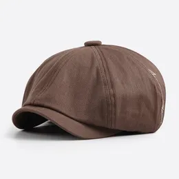 Berets pai algodão octogonal chapéu masculino lazer ivy boné adulto sboy chapéus homens boinas cabeça 55-60cm 231030