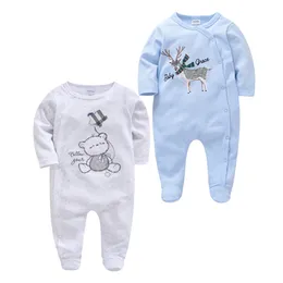 Rompers Kavkas 2 Pcs set Baby Boy Long Sleeve 100 Cotton Cartoon Print Overalls 0 12 Months Autumn Girls Clothes Infant Costume 231030