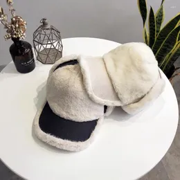 Ball Caps 1PC Fashion Women Winter Warm Lamb Plush Bomber Hats With Earflap Adjustable Hat Baseball Cap Thicken 56-58cm