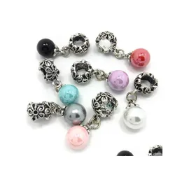 Alloy Brand Mix Color Pearl Pendant Big Hole Loose Beads Fit European Bracelet And Necklace Jewelry Diy Drop Delivery Dhuyj