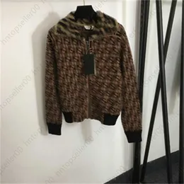 가디건 자켓 디자이너 여성 스웨터 코트 오래된 꽃 Double F Double F Jacquard Monogrammed Hair Collar Patchwork Lapel Long Sleeve Zipper Knit Jackets Womens Clothing