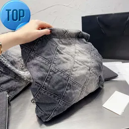 Channel 22 Denim Grand Shopping Bag Tote Travel Designer Woman Sling Body Teuerste Handtasche mit Silber Chai6
