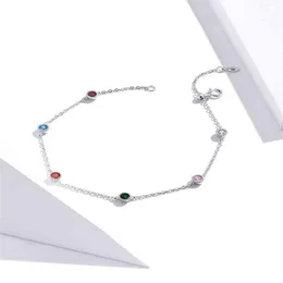 21 5cm Anklet 925 Sterling Silver Romantic Small Round Zircon Charm Charm Anklet for Women S925 Onkle Bracelet طول قابلة للتعديل 211018306i