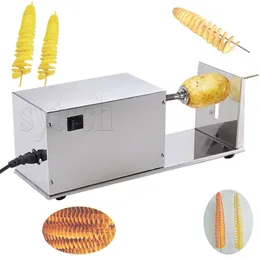 Electric Spiral Potato Slicer Semi Automatic Manual Stretching Cutting Tower Machine