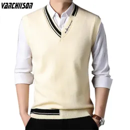 Maglioni da uomo Gilet lavorato a maglia stile coreano Maglioni senza maniche Taglie forti 100 kg Maglione patchwork Pullover scollo a V per l'autunno inverno 0017917 231031