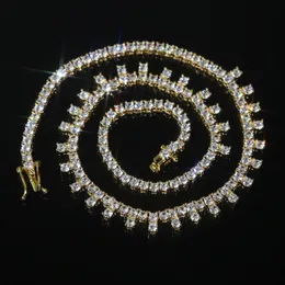 New Designer 3mm Round Zircon Tennis Chain Choker Necklace Drop Charm Hip Hop Women Men Full Paved 5A Cubic Zirconia Christmas Valentine Gift Jewelry