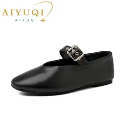 Dress Shoes AIYUQI Women Mary Jane Shoes Autumn Natural Genuine Leather Vintage Women Shoes Pointed Toe Ballet Flat Casual Shoes Women 231030