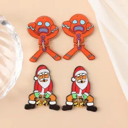 Charms 8st/Lot Christmas Bells Creative Acrylic Gingerbread Man Santa Claus Pendant For Keychain Necklace Jewelry Diy Making