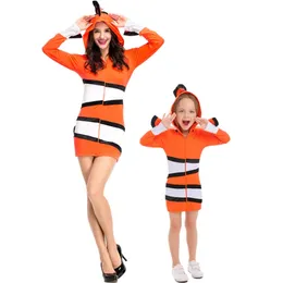 Familjsmatchande kläder Parentchild outfit clownfish cosplay uniformer nemo ocean tema party dagis prestanda halloween kostymer för kvinnor 231030