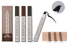 Makeup Liquid Eyebrow Pencil 4 Fork Micro Carving Very Fine Waterproof Tint Enhancer Eye Brow Tattoo Pen 3 Colors 3049282