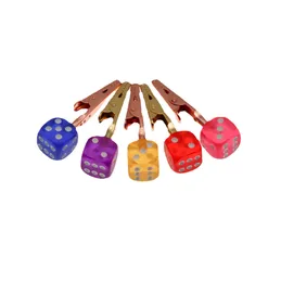 New Style Colorful Dice Shape Desktop Dry Herb Tobacco Preroll Cigarette Smoking Holder Tips Clip Clamp Tongs