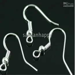 500st 925 Sterling Silver Earring Fynd Fishwire Hooks smycken DIY 15mm Fish Hook Fok Coil Ear Wire248T