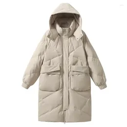 Trenchs de femmes Manteaux d'hiver Parka mi-longueur vers le bas veste rembourrée femmes mode capuche épaisse manteau de coton chaud femme lâche vêtements de neige pardessus