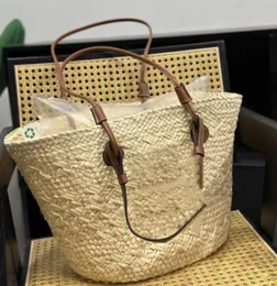 Designer-Tasche 23ss Anagram Basket bestickte Einkaufstasche aus Grasgewebe, Gemüsekorb, Strandtasche, Urlaubs-Einkaufstasche, Unterarmtasche, fashionbags688