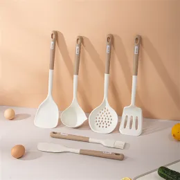 Yapışmaz silikon spatula çorbası ısıya dayanıklı fırça kepçesi makarna kevgir ev mutfak barbekü araçları pişirme tenceresi aksesuarları