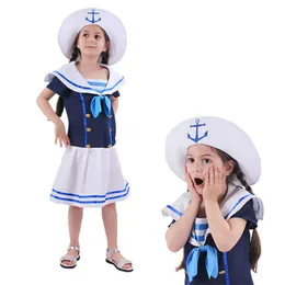 Costume cosplay da marinaio per bambini giapponese Festa dei bambini Festa di Halloween Uniforme scolastica per prestazioni blu scuro C46M254