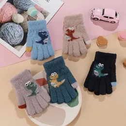 Kinder-Fingerhandschuhe, 39 Jahre, Winter, Kinder, verdickte Strickhandschuhe, Cartoon, kleiner Dinosaurier, warm, Plüsch, Kinder, Winter, Kleinkinder, Fäustlinge, Kinderhandschuhe, 231031