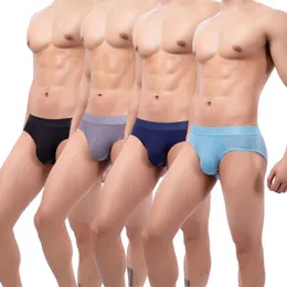 Underpants homens roupa interior gelo seda costela triângulo modal calças confortáveis bikini briefs tronco calcinha grande bolsa lingerie