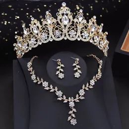 Conjuntos de jóias de casamento de luxo coroa noiva conjuntos de jóias para mulheres tiaras conjunto gargantilha colar brinco baile de formatura nupcial acessórios de traje de casamento 231030