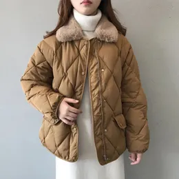 Parka da donna in piumino invernale da donna addensare giacche imbottite calde cappotti larghi casual vintage streetwear manica lunga collo di pelliccia femminile capispalla 231030