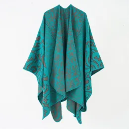 Lenços moda floral ponchos para mulheres inverno quente grosso xales de grandes dimensões e envoltórios cashmere pashmina feminino bufanda mujer luxo 231031