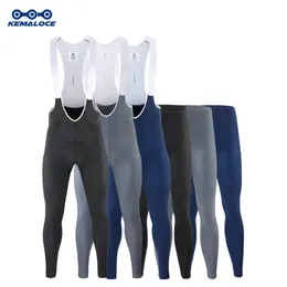 Calças de ciclismo KEMALOCE Longos Homens Outono Azul Cinza Gel Pad Reflexivo Bicicleta Bib Respirável Calças de Bicicleta com Bolso Traseiro 231030