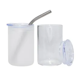 3oz mini Sublimation Straight Glass Cans Shot Glasses Tumblers Water Bottle With Lid And Straw Drinking Glasses Z11