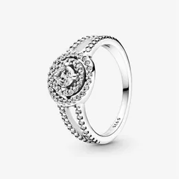 100% 925 Sterling Silver Sparkling Double Halo Ring for Women Wedding Engagement Rings Fashion Jewelry2576