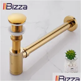 Drains Iibizza Basin Pop Up Gold Brass Bottle Trap Bad Sink Siphon med Kit P-Trap Pipe Waste Hardware 230414 Drop Delivery Home Dhboe